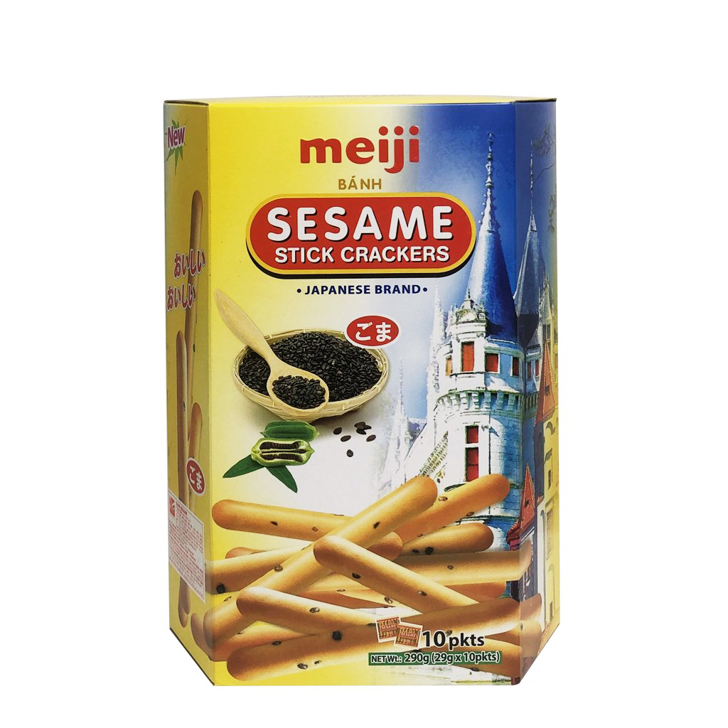 [HCM][HÀNG NHẬP KHẨU] Bánh Que Rắc Mè Meiji Sesame Stick Crackers Nhật Bản 290g