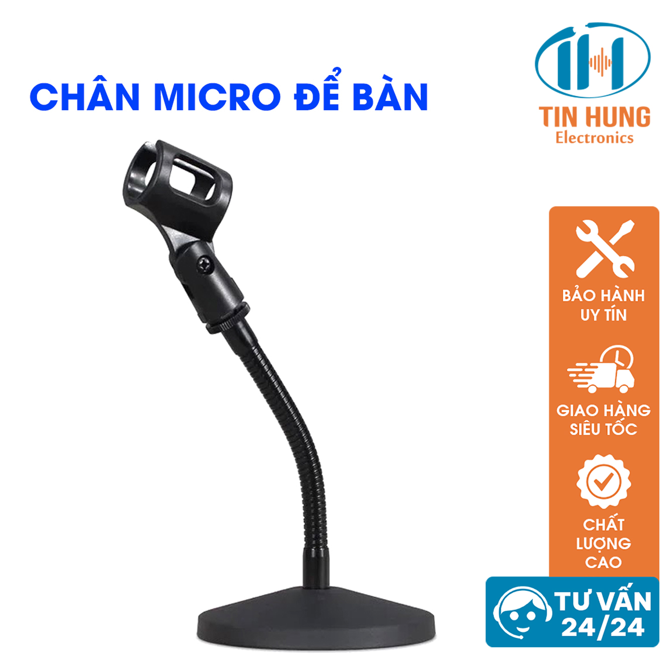 Chân đỡ mic để bàn bằng kim loại dẻo TS-01, giá kẹp micro dùng cho các cuộc họp, bài giảng - ORIS Professional