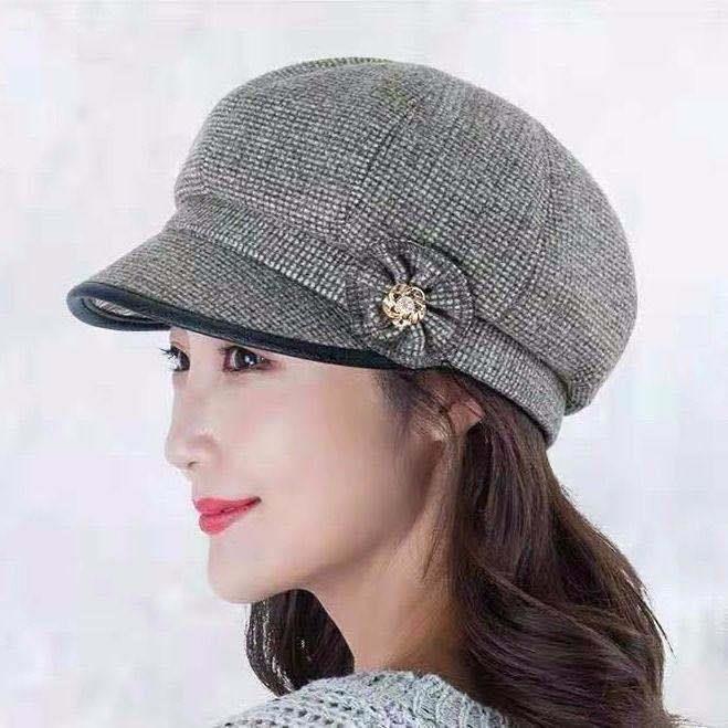 ◐ Hat women face in the fall and winter of the new joker fashion mom hat old hat beret big cap warm