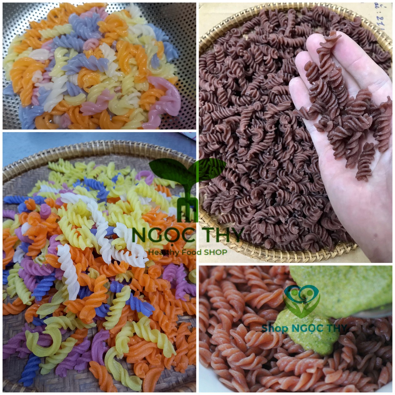 [Nui xoắn] Nui gạo lứt và nui rau củ ngũ sắc 300g