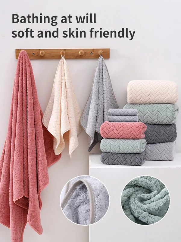 2 miếng khăn tắm Tai lúa mì, đầy màu sắc, mềm mại, thân thiện với da, siêu mềm, thấm nước, nhanh khô, không rụng, không phai, bộ khăn tắm nhung san hô
