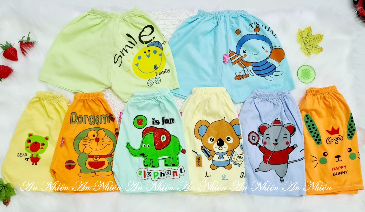 Combo 10 quần đùi cotton 2 chiều cho bé trai bé gái