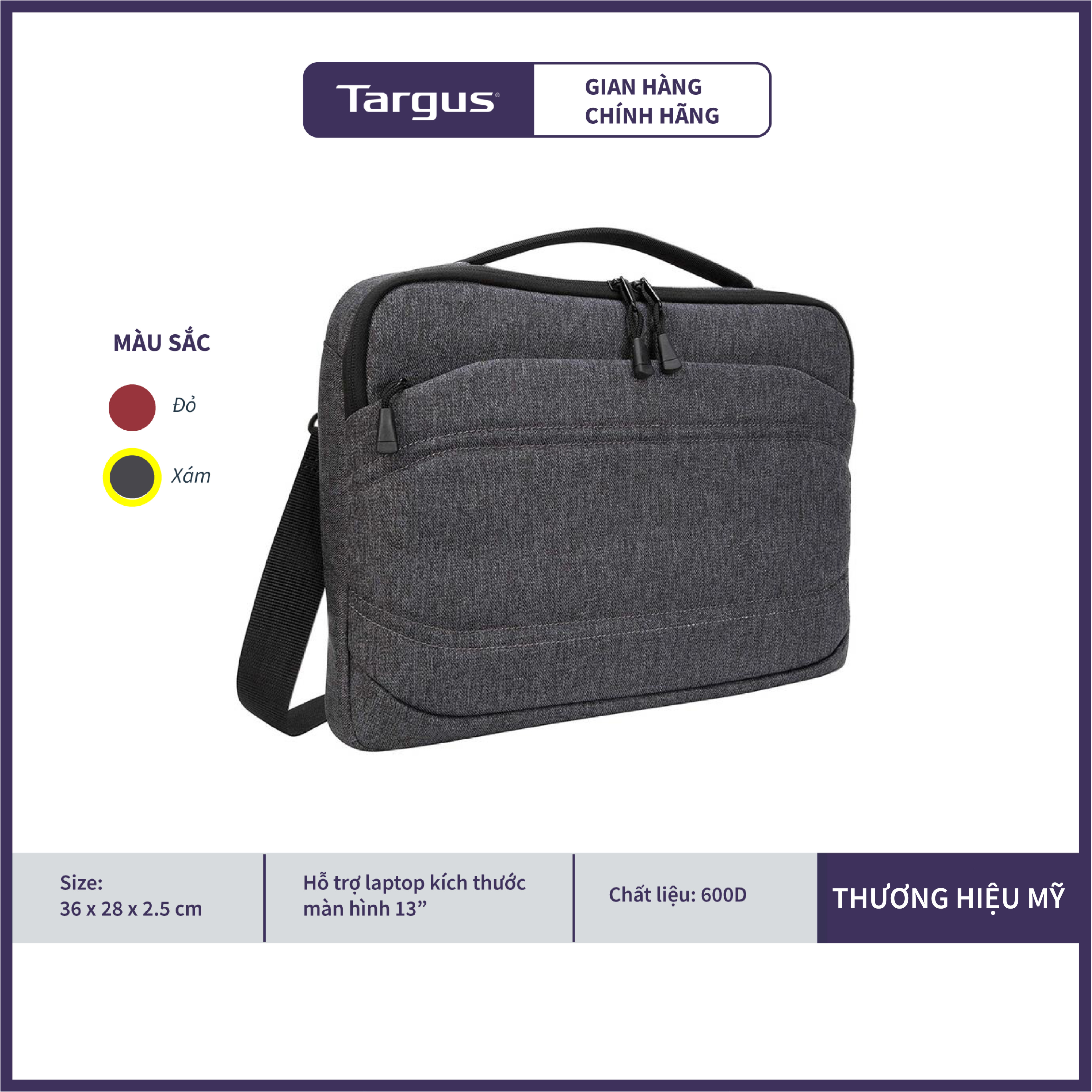 Túi Xách Laptop TARGUS TSS979 Groove X2 Slim dành cho MacBook 13" & Laptops 13" Chống Thấm Nước - Hàng Chính Hãng