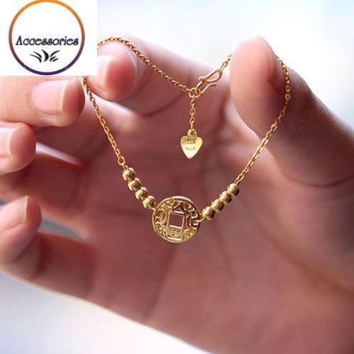 Lắc tay nữ đồng tiền chuông titan mạ vàng 24k không han gỉ sang trọng quý phái