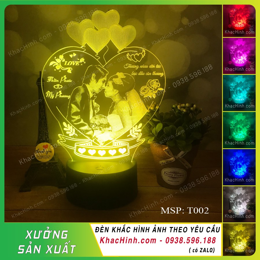 Đèn Led khắc hình chân dung, hình ảnh chụp - 16 màu - điều khiển từ xa – Qùa cưới, quà sinh nhật, Qùa Tặng Độc Đáo, Đèn Trang Trí, Đèn Để Bàn, Đèn Phòng Ngủ, Thiết Kế Khắc Hình Theo Yêu Cầu