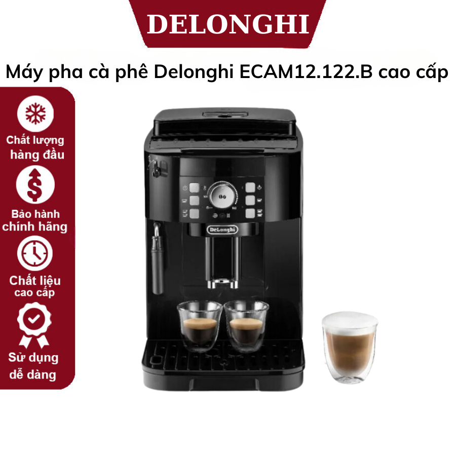 Máy pha cà phê Delonghi ECAM12.122.B, Máy có thể pha được cà phê hạt hoặc cà phê bột, Bảo hành 12 tháng