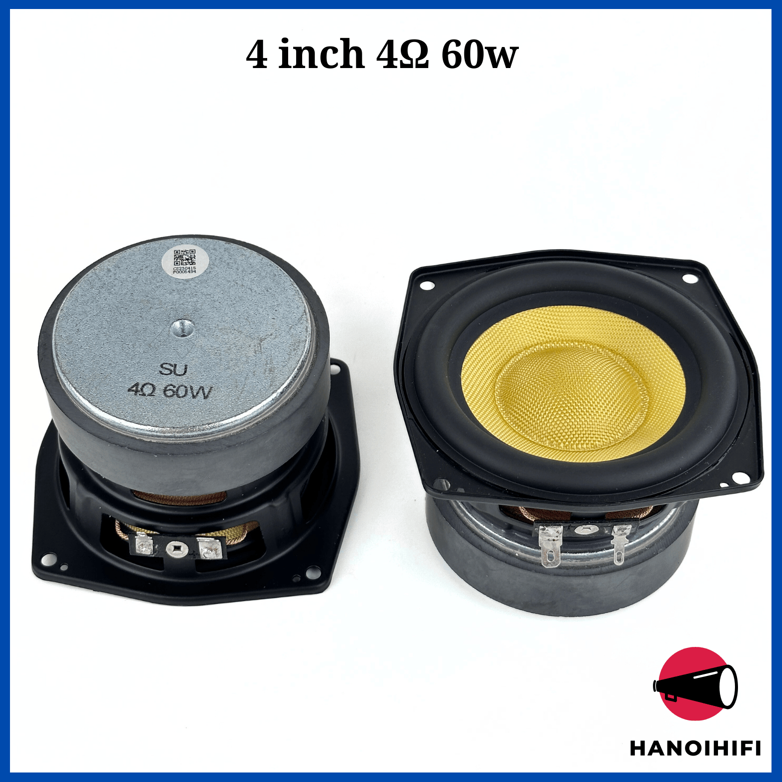 Loa mid bass 4 inch công suất 4 ohm 60w sợi thủy tinh, màu vàng rất đẹo mắt, loa bass mạnh