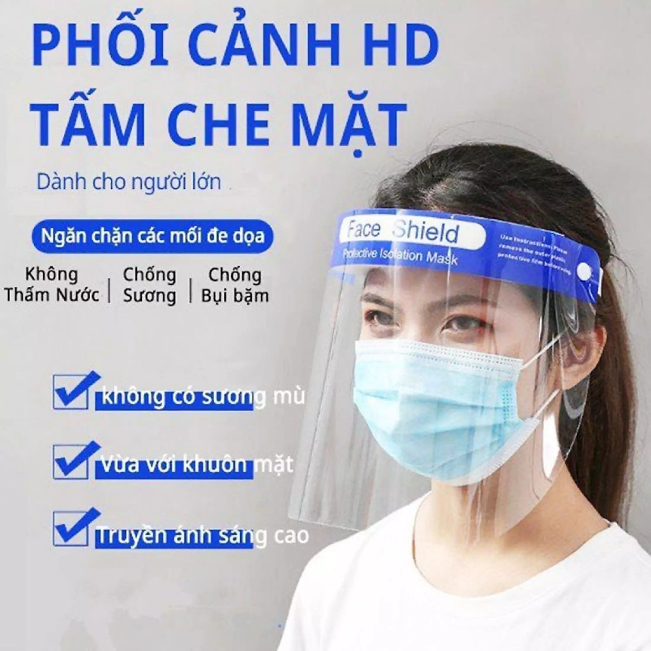 Hn. combo 10 cai kính chống giọt bắn bảo vệ mắt kính bảo hộ trong suốt face shield có dây đeo