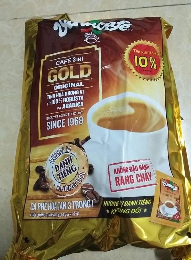 Cà phê sữa hòa tan VinaCafé 3 in 1 Gold Original 800g