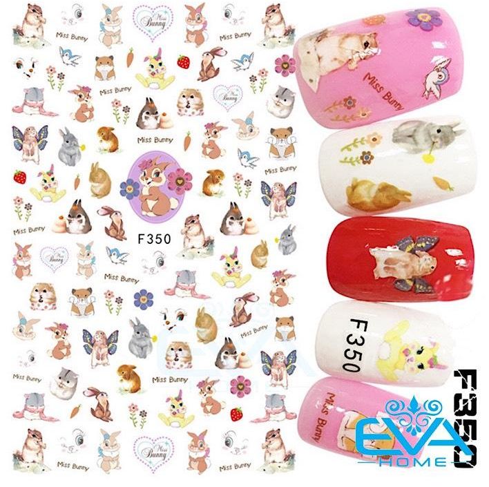 [HCM]Miếng Dán Móng Tay 3D Nail Sticker Hoạt Hình Miss Bunny F350