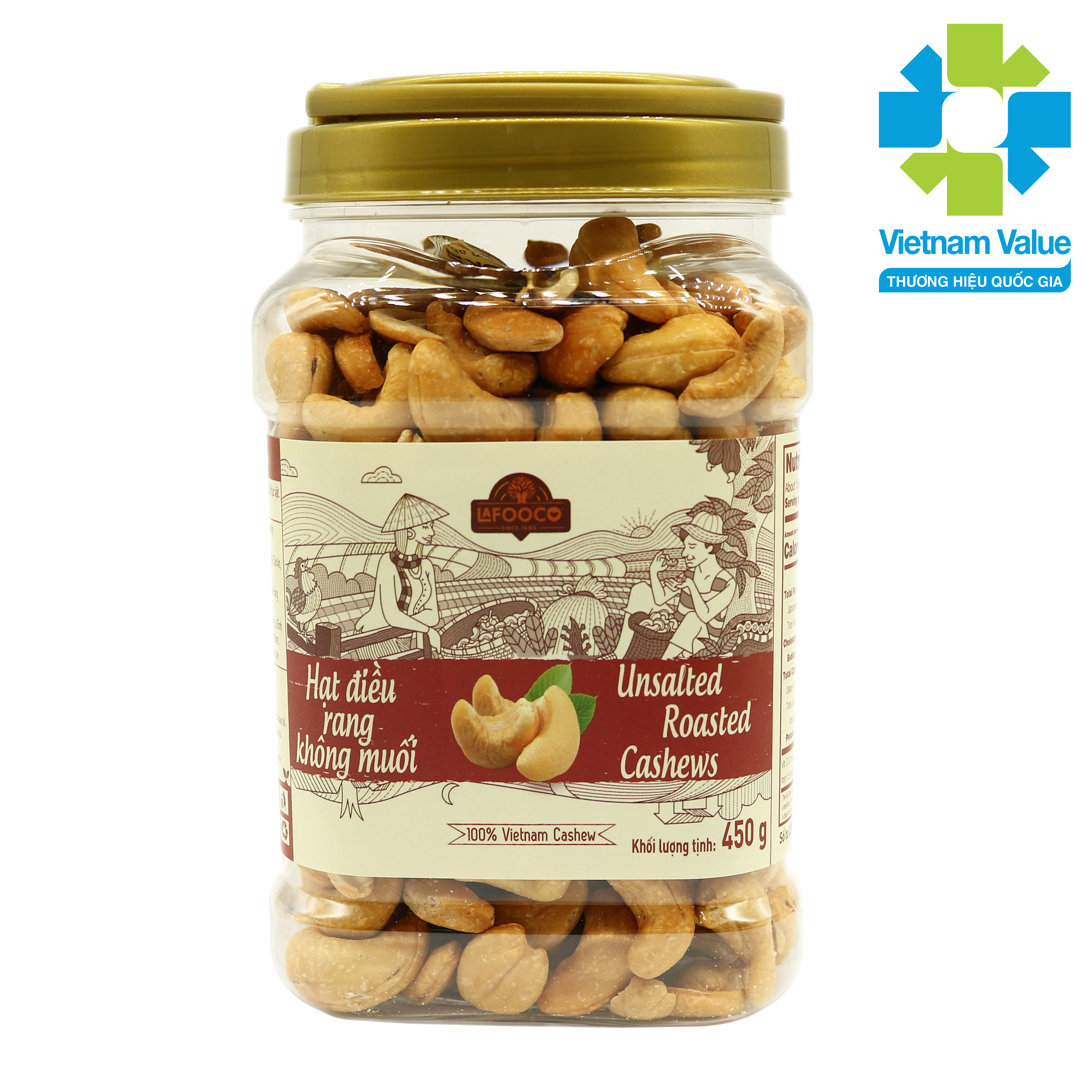 Hạt điều rang không muối lafooco 450g