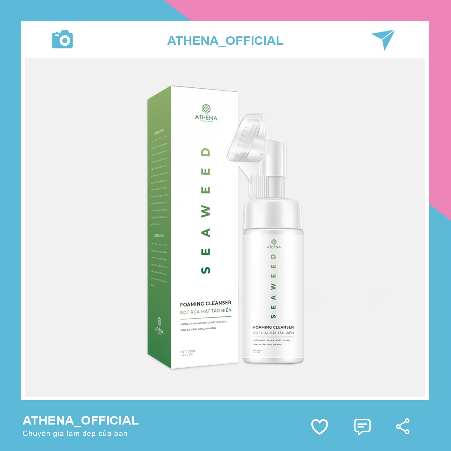 Bọt Rửa Mặt Tảo Biển SEAWEED ATHENA Làm Sạch Và Sáng Da, Căng Bóng, Mịn Màng