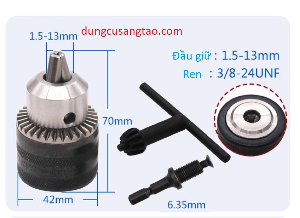 Đầu bắn vít/ Đầu linh hoạt dùng cho máy bắn vít 1.5-13mm/ 0.8-10mm/ trục ren kết nối đầu bắn vít với motor cốt 5mm