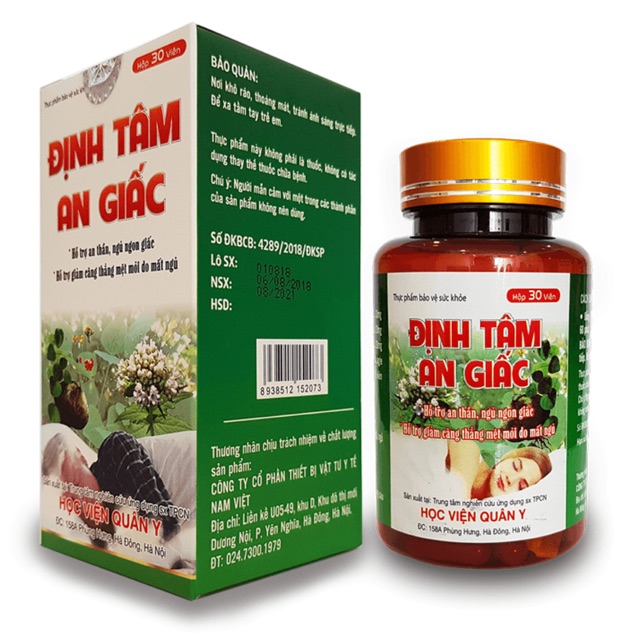 [HCM]Định Tâm An Giấc Học Viện Quân Y giúp an thần ngủ ngon -  Hộp 30 viên