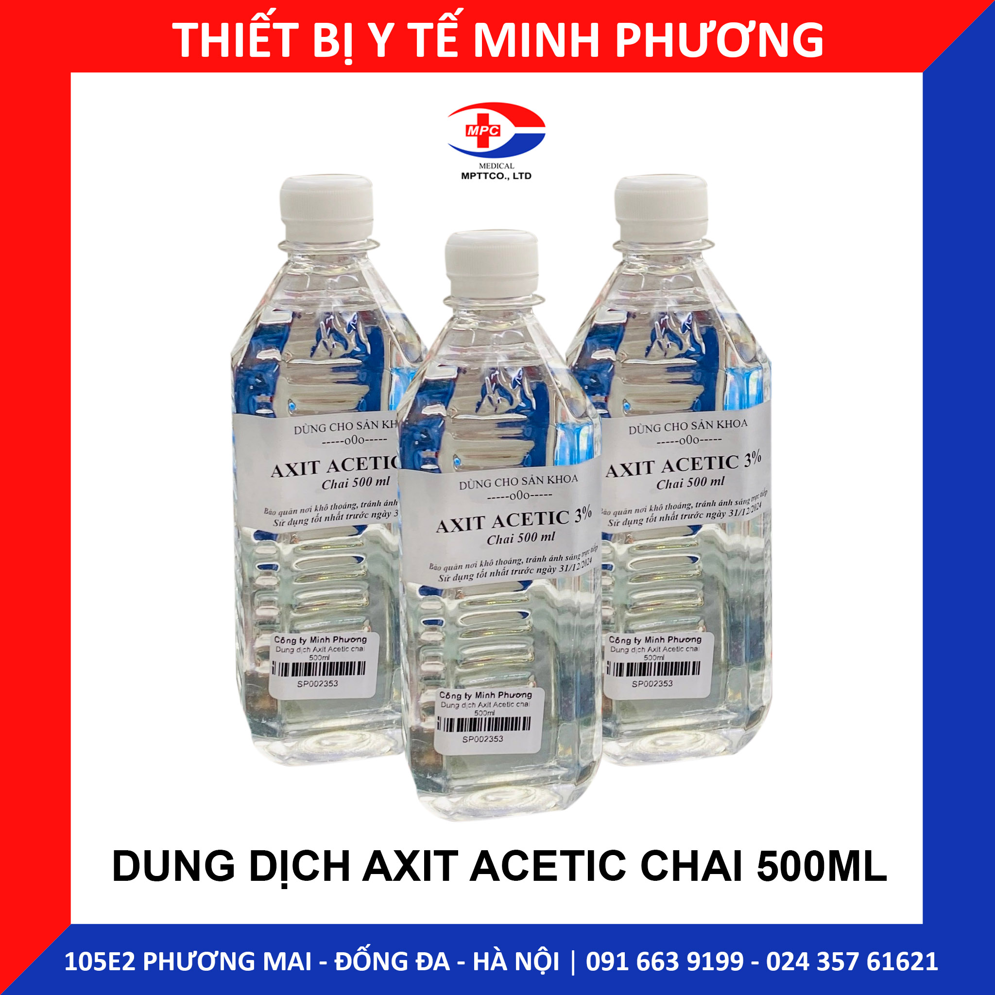 Dung dịch Axit Acetic chai 500ml