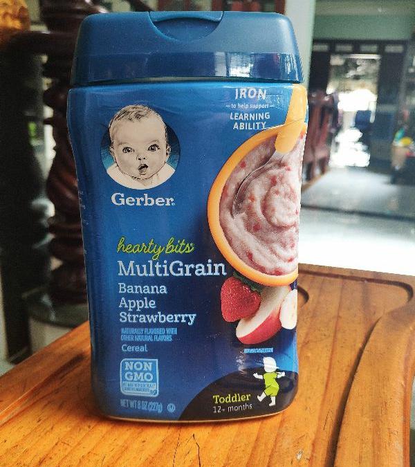 Bột ăn dặm ngũ cốc Gerber vị táo dâu chuối 227g