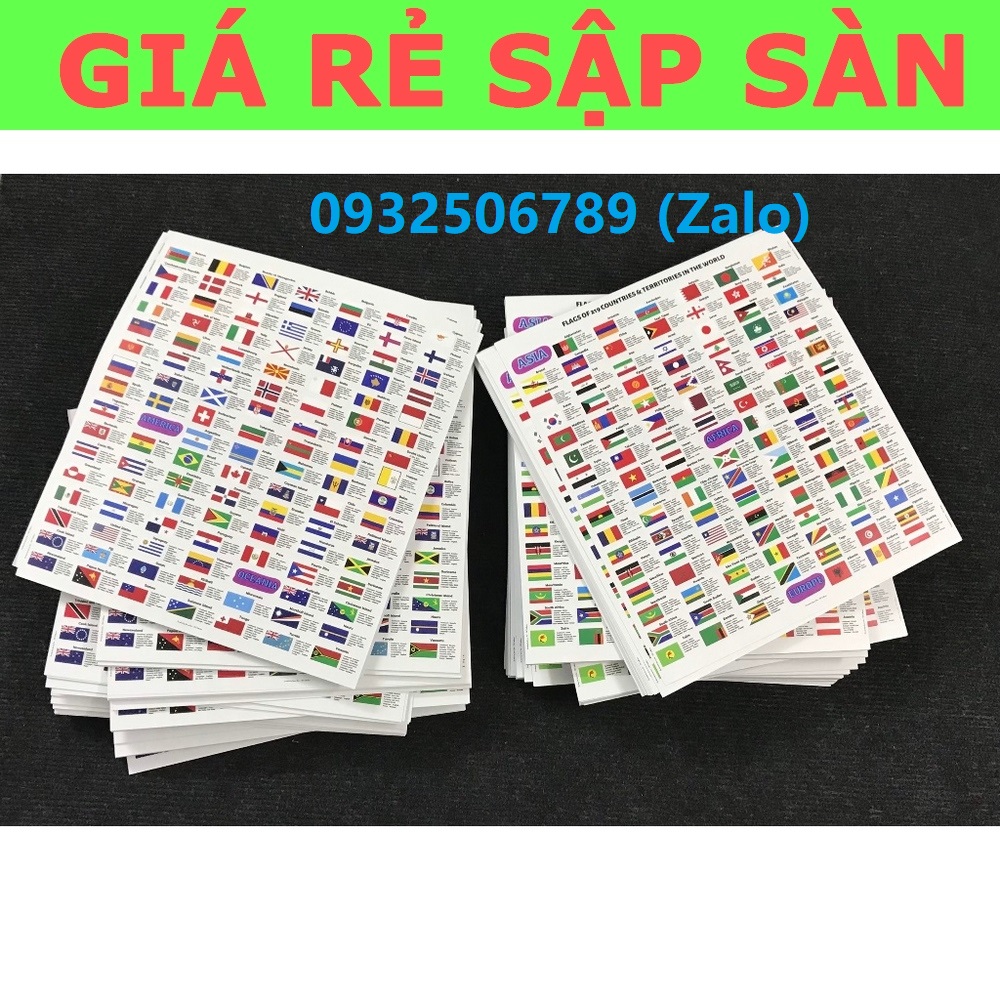 {CHUẨN} Bộ Quốc Kỳ Các Nước Trên Thế Giới (221 Cờ) , Decal có sẵn keo dán