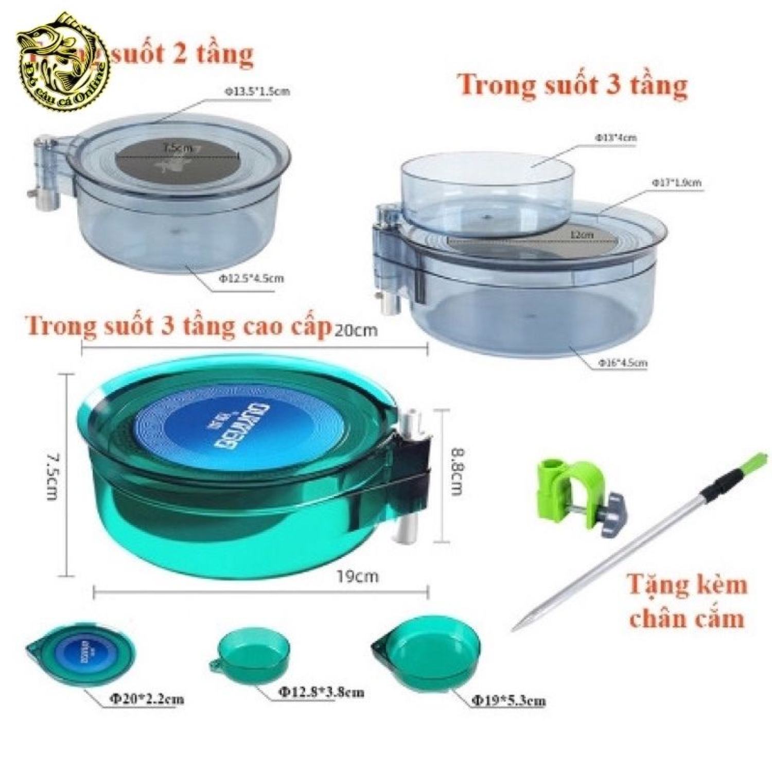 Freeship-khay đựng mồi câu đài câu đơn đầy đủ phụ kiện hpk-4