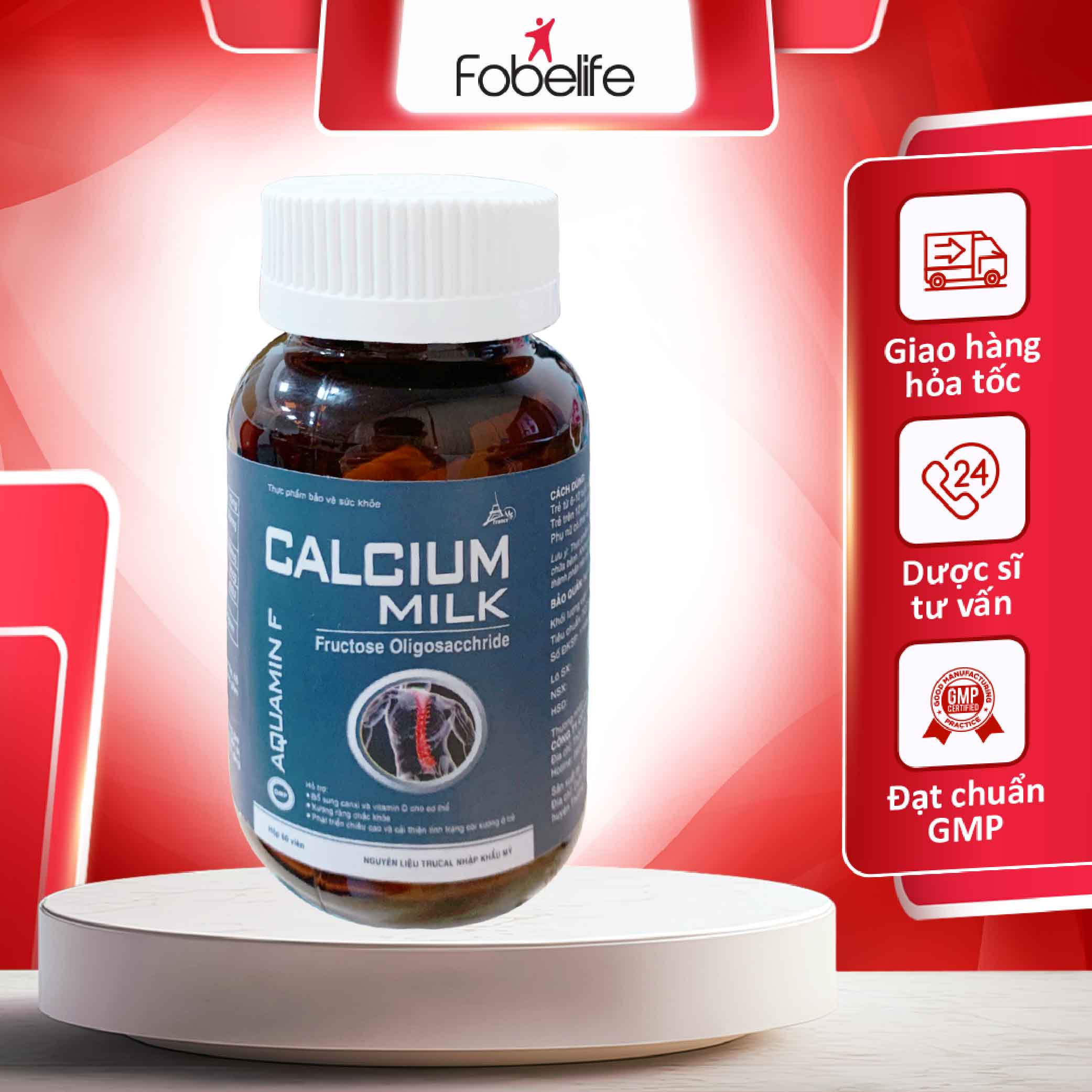 Viên Uống CALCIUM MILK Bổ Sung Canxi Cho Phụ Nữ Mang Thai, Trẻ Em, Người Lớn - Hộp 60 viên