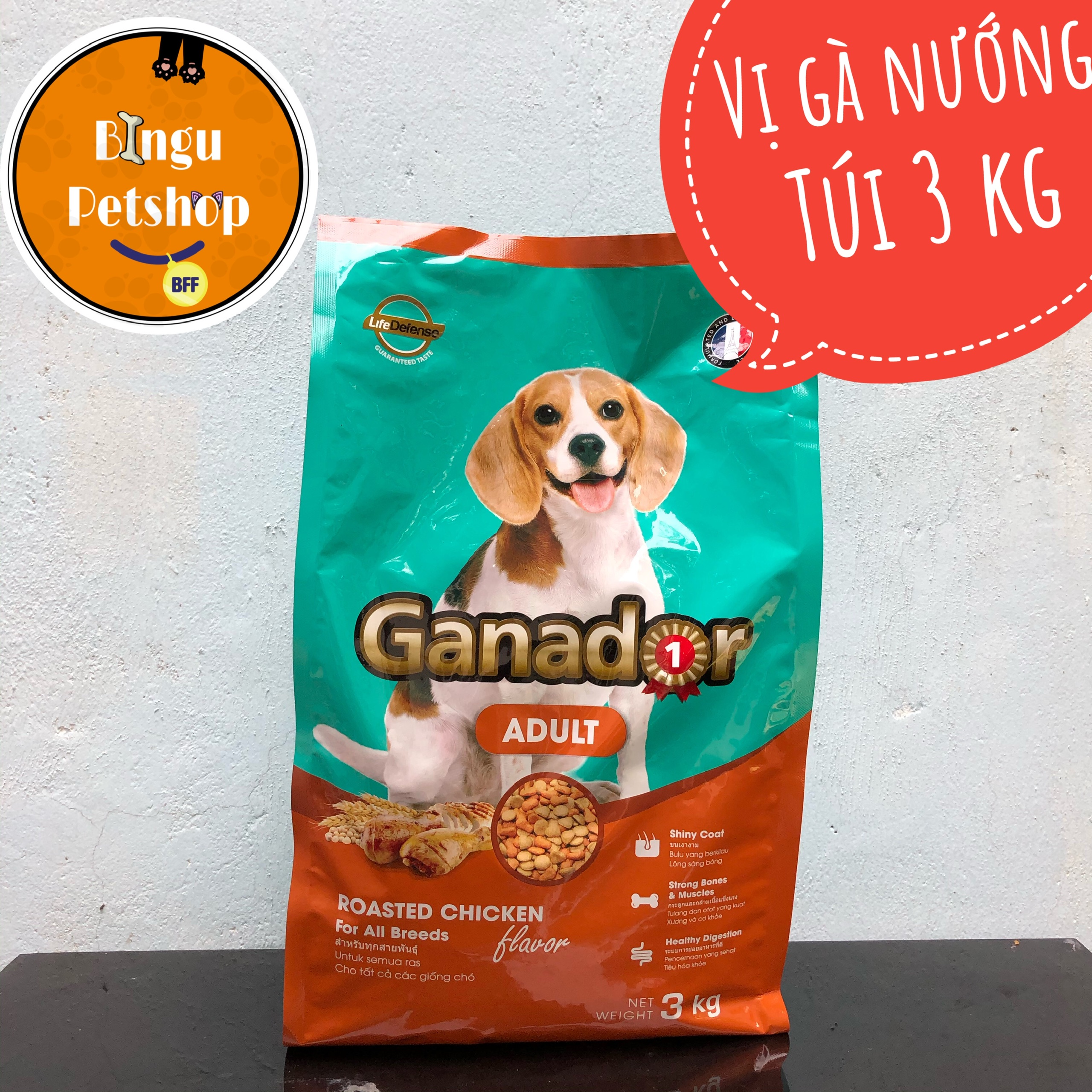 [TÚI 3KG]Thức ăn cho chó trưởng thành vị gà nướng Ganador Adult Roasted Chicken Flavor 3kg | Bingu Petshop