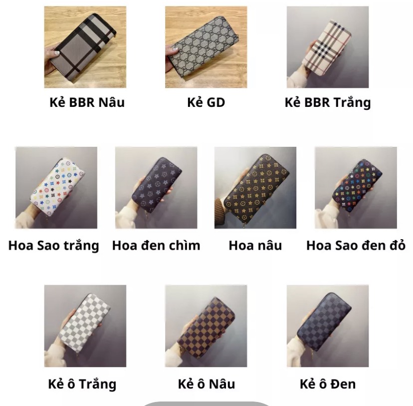 Ví nữ dài cầm tay sọc caro nhiều màu, kiểu dáng đa dạng, thời trang