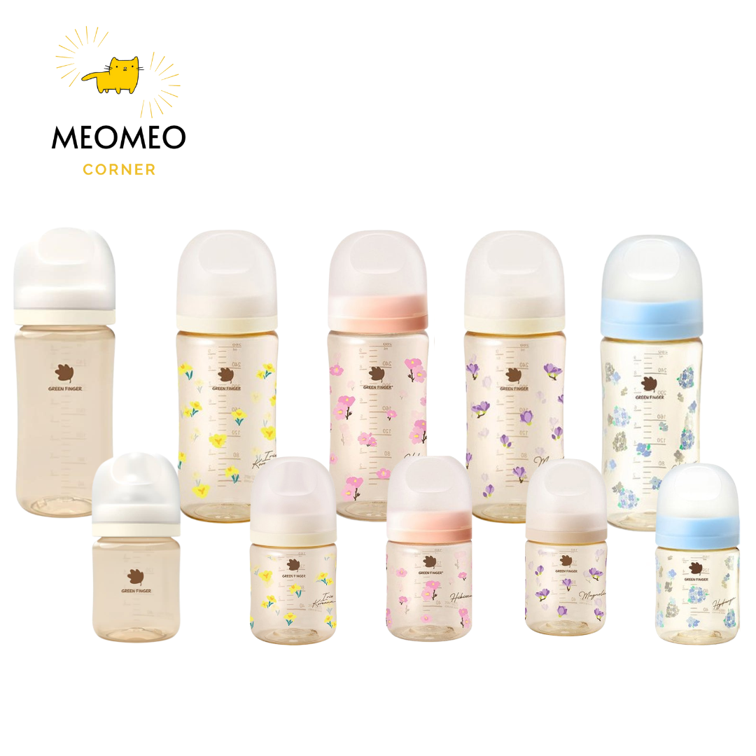  Bình sữa Green Finger Bebegrow PPSU Hàn Quốc size 160ml   280ml núm ti mềm 2 van khí chính hãng Greenfinger - GREEN 