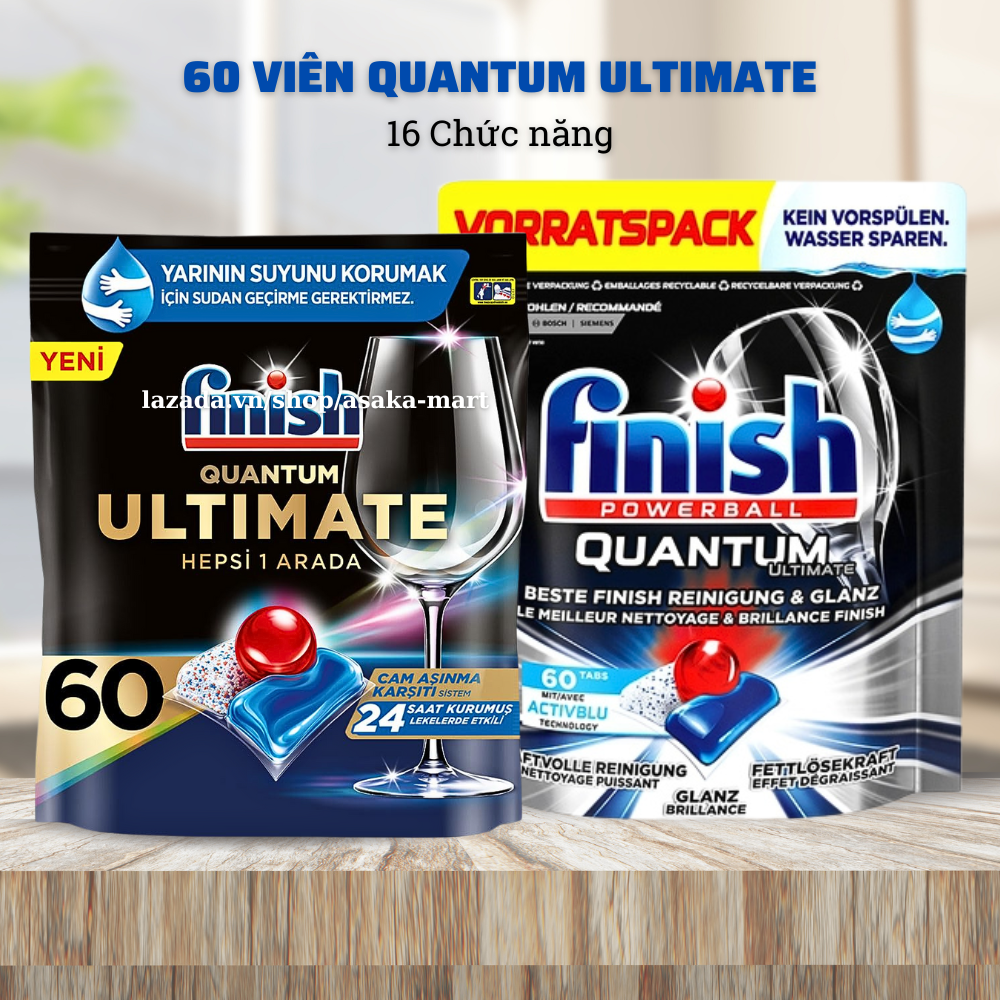 Viên rửa bát Finish Quantum Max ,Quantum Ultimate Muối finish bóng finish đủ loại dùng cho máy rửa bát máy rửa chén