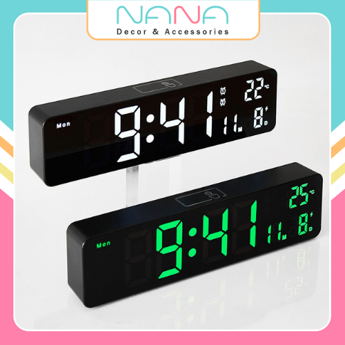 Đồng hồ led điện tử treo tường/ để bàn kỹ thuật đa chức năng