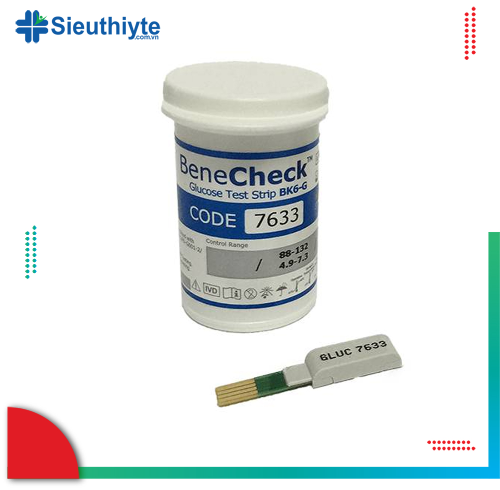 [HCM]Que thử Glucose - Benecheck 3 in 1 (50 que)