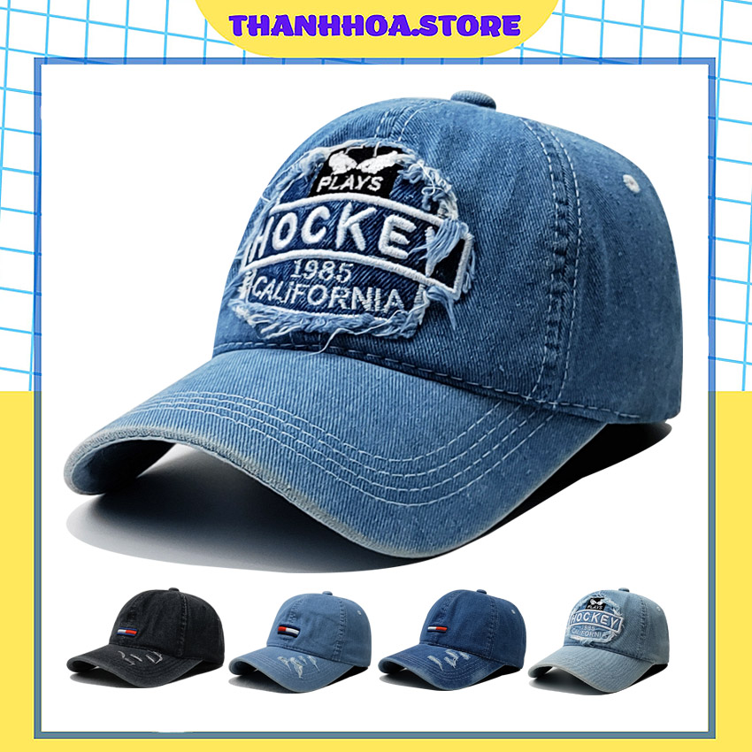 Mũ lưỡi trai nam nữ đẹp vải bò cao cấp màu đen xanh trắng thời trang thể thao bụi chất cá tính giá rẻ - Nón kết jean nam nữ - Mũ bò nam [thanhhoa.store]