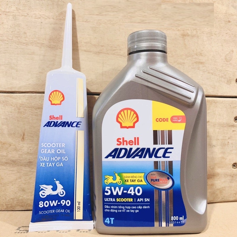 [DAUNHOT-TAYGA]Nhớt shell Advance ultra 5W40 cho xe tay ga, nhớt xe ga shell ultra 5W40 chai 800ml và 1 lít mua kèm nhớt hộp số shell 120ml