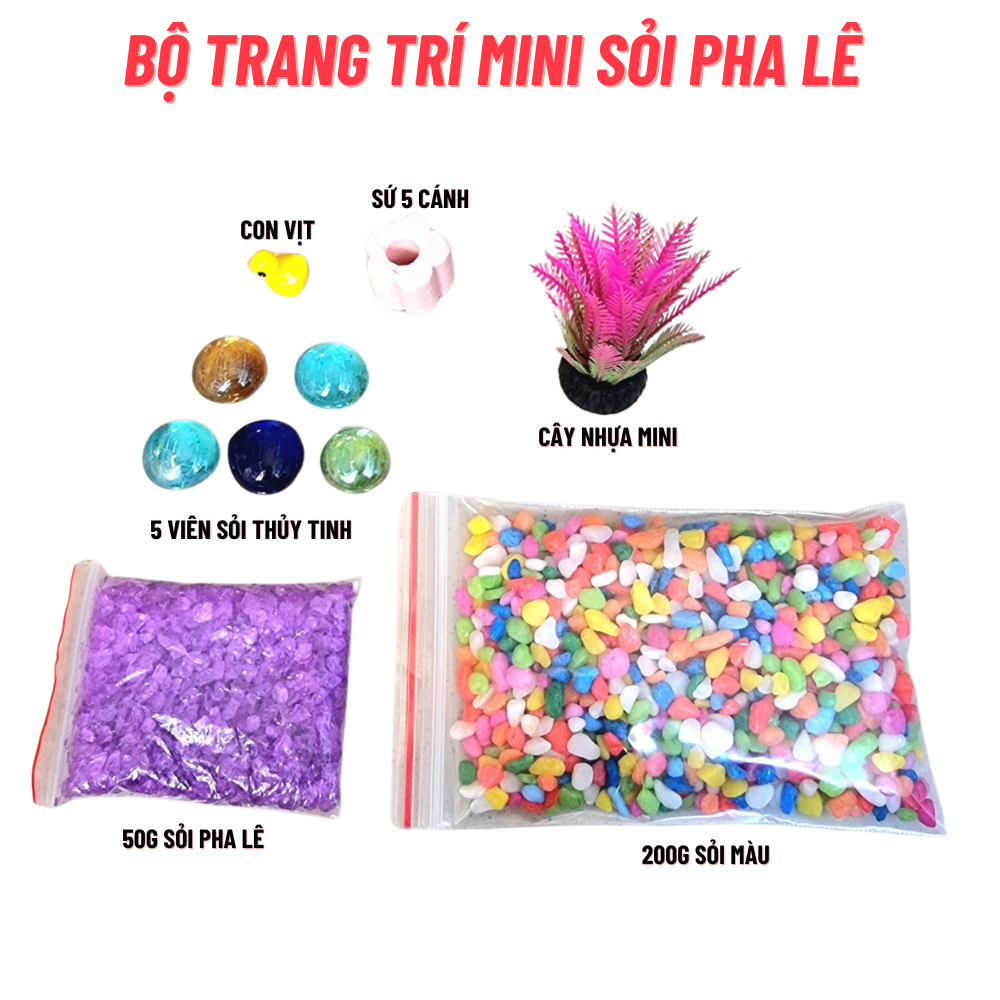 Bộ trang trí bể cá mini sỏi pha lê cho bể cá mini dưới 15cm
