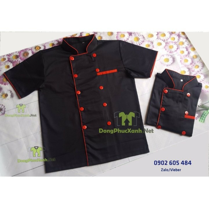 Áo Bếp -Áo Đồng Phục Đầu Bếp Màu Trắng Tay Ngắn Nam Nữ