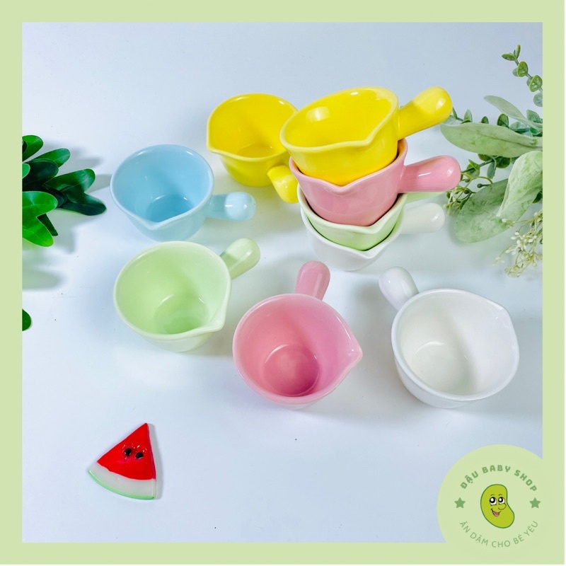 Bát ăn dặm, chén ăn dặm gốm sứ hình gáo tay béo cho bé tập ăn dặm 90ml