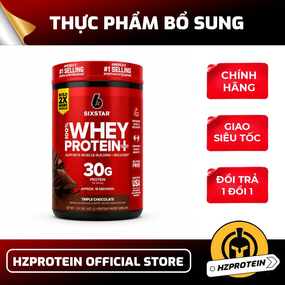 Sữa tăng cơ Sixstar 100% Whey Protein Plus (1.8lbs) - Cung cấp 30g protein, thay thế bữa ăn phụ hoàn hảo cho người tập gym