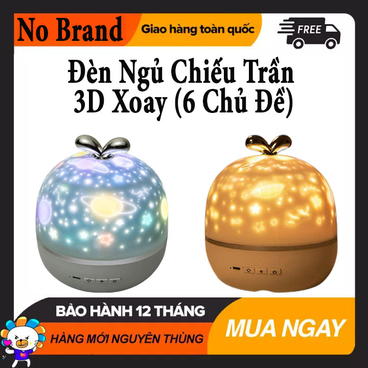 Đèn ngủ xinh cho bé, Đèn Chiếu ngàn sao vũ trụ xoay vòng 6 dải màu - ĐÈN NGỦ CHIẾU TRẦN 3D ĐỔI MÀU 6 CHỦ ĐỀ XOAY 360 ĐỘ. Bảo Hành 12 tháng.
