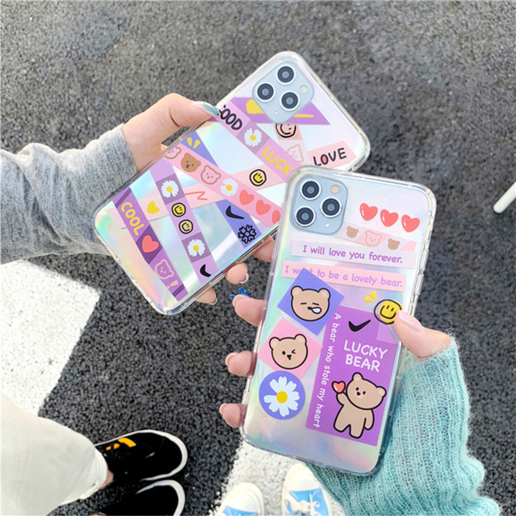 Ốp Lưng Silicon Chống Sốc Lucky Bear ( Kèm Miếng Phản Quang )