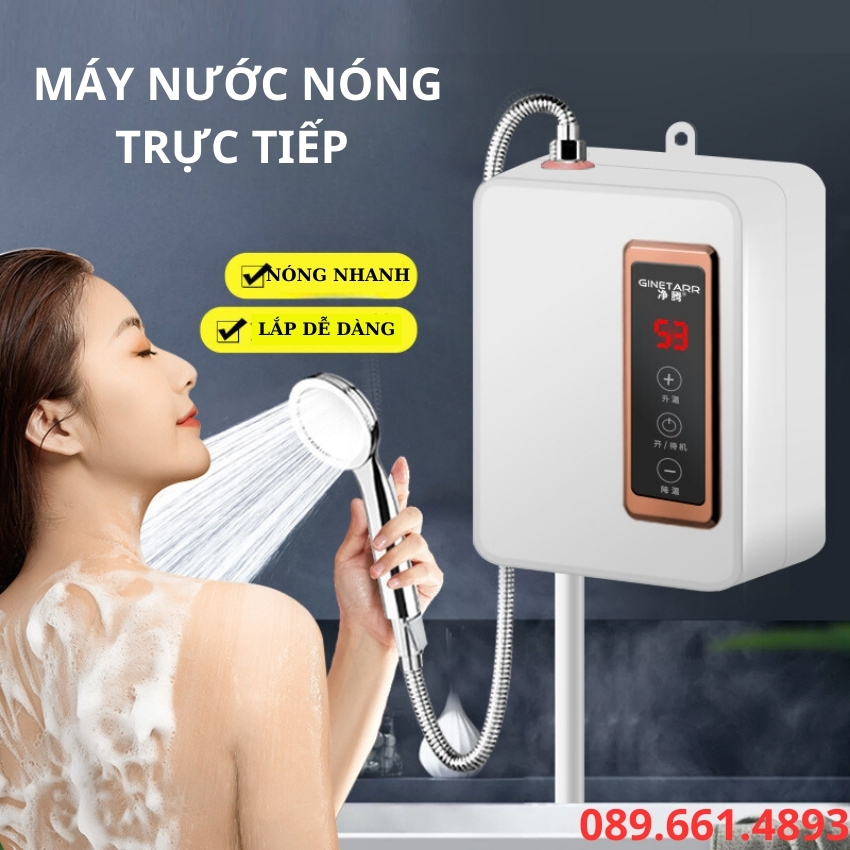  Máy làm nước nóng trực tiếp tại vòi Ginetarr - D5580D1 làm nóng cực nhanh điều chỉnh được chế độ nóng và lạnh  an toàn chống giật dễ dàng lắp đặt bình nước nóng lạnh mini tại vòi kèm vòi hoa sen 