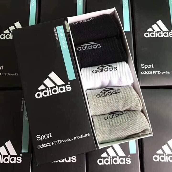 Hộp 5 đôi tất Adidas thể thao cổ thấp kháng khuẩn chống hôi chân chất đẹp cao cấp