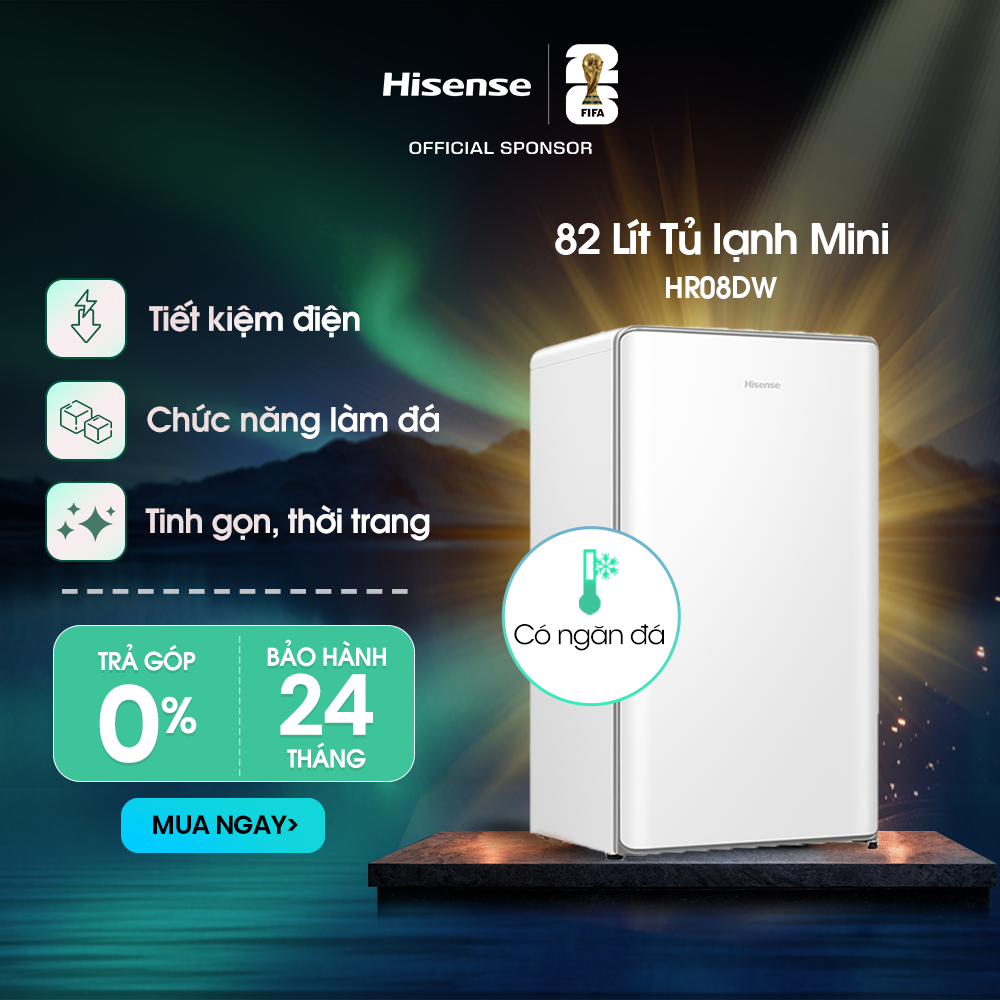 Tủ lạnh Mini 82 Lít ngăn đá riêng Hisense HR08DR/HR08DW siêu tiết kiệm điện, làm lạnh nhanh, bảo hàn