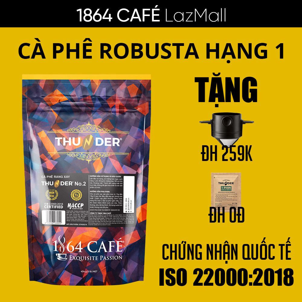 454g Cà Phê Bột Thunder No.2 Pha Phin Gu Việt - 1864 CAFÉ
