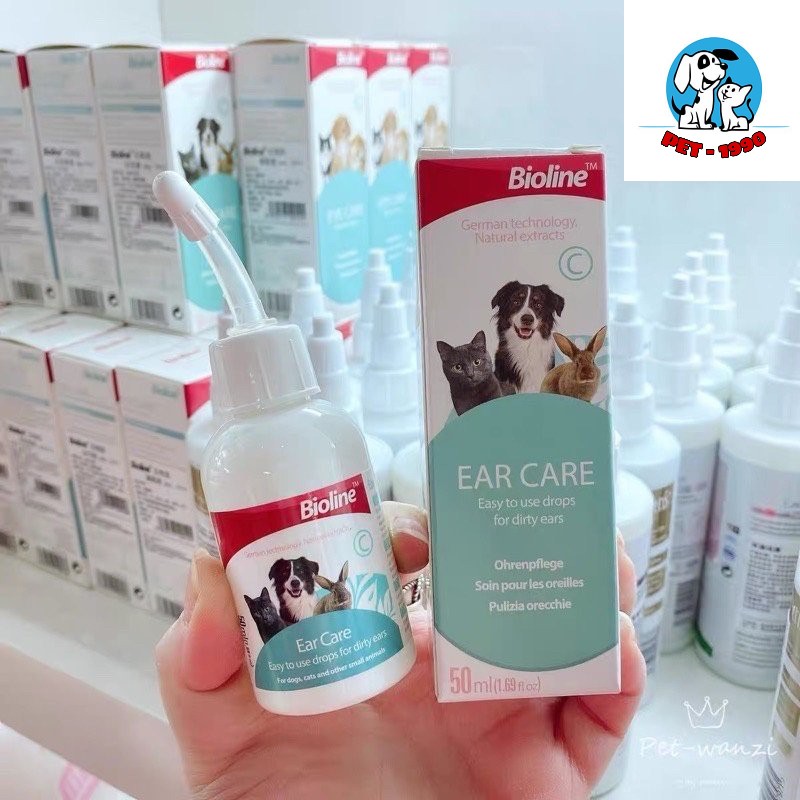 Dung dịch vệ sinh tai bioline 50ml cho chó mèo thú cưng