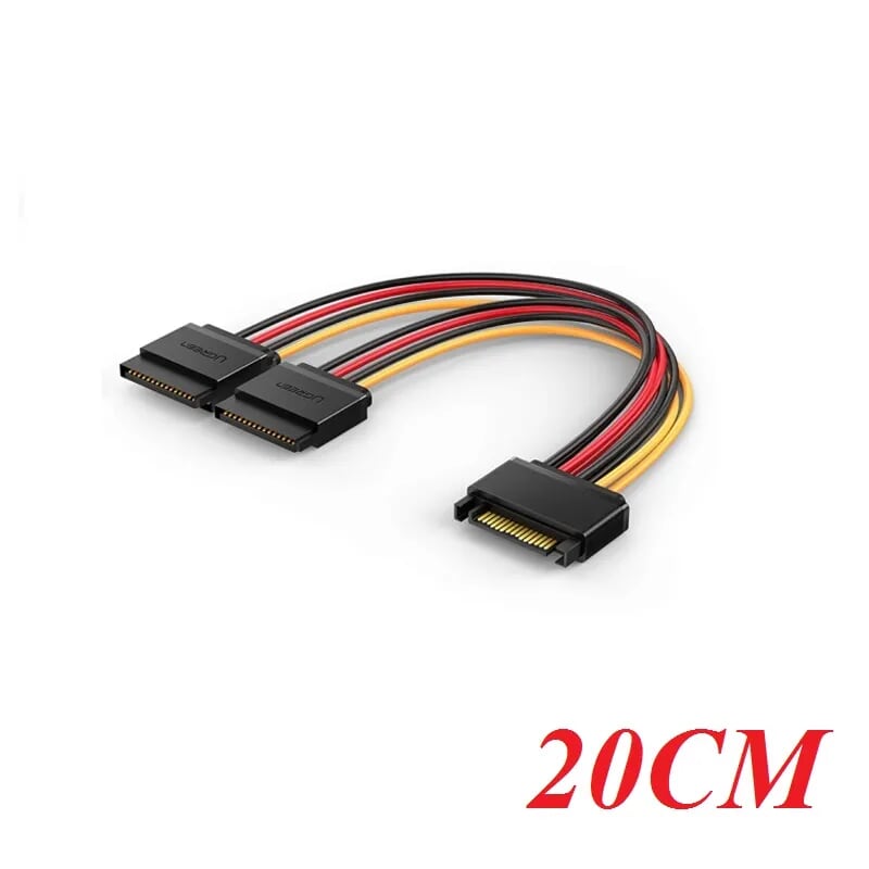 Ugreen 50719 20cm cáp nguồn sata 15p đực ra 2 cái us283