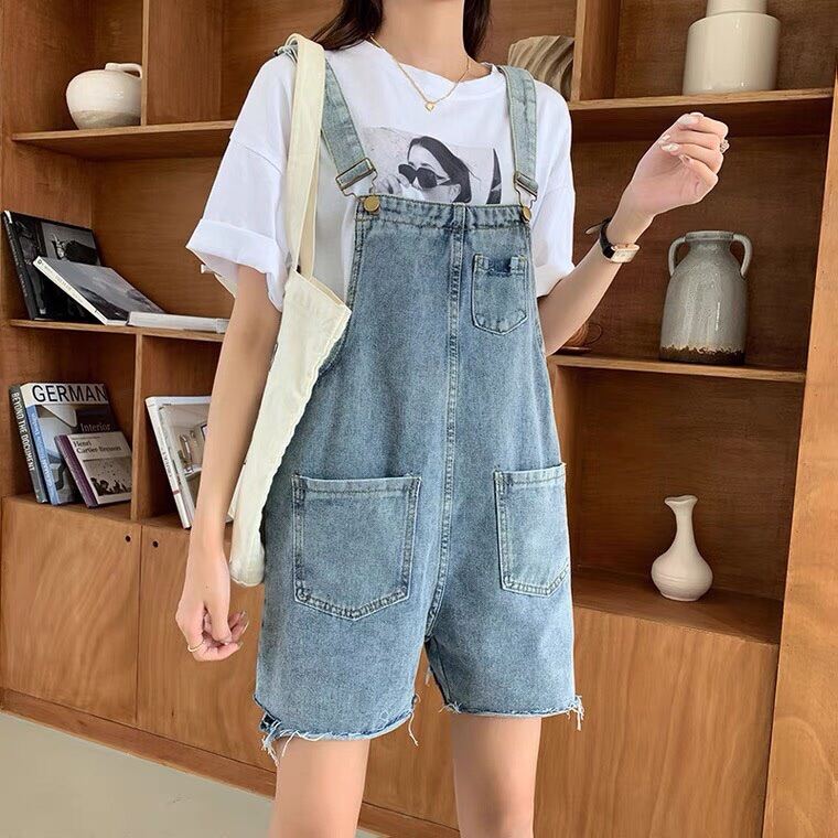 Quần yếm jeans túi 2 túi
