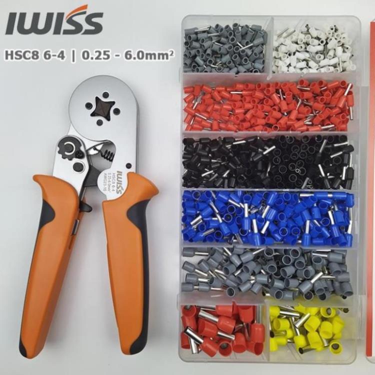 Kìm bấm cos vuông iwiss hsc8 6-4 tự điều chỉnh cos ống tròn cos pin
