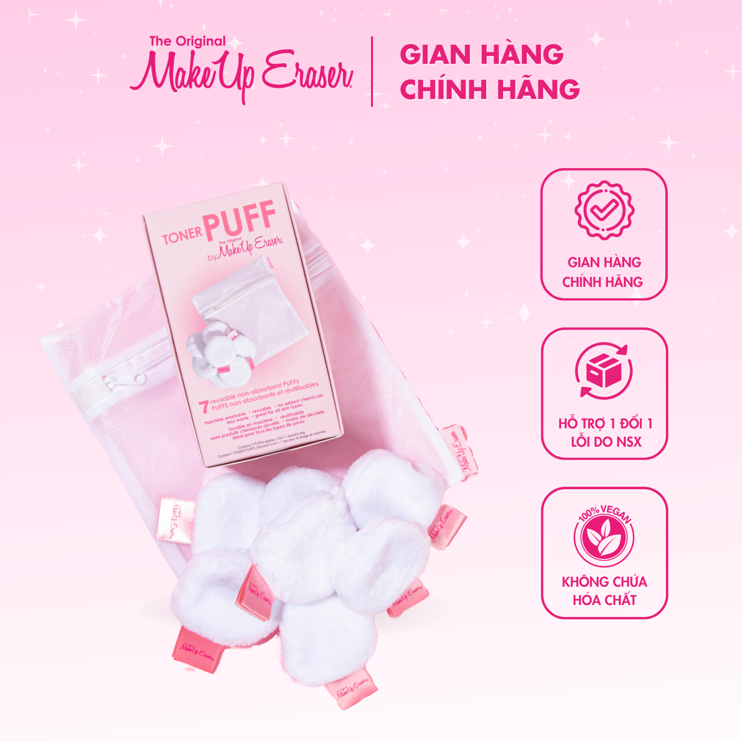 Bộ 7 miếng thấm toner Makeup Eraser Toner Puff