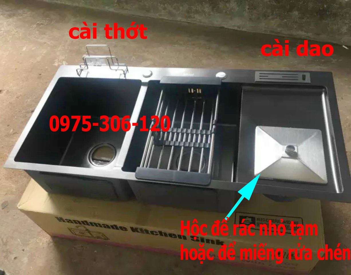 [HCM][CHẬU ĐÚC NANO CHỐNG BẨN Combo Chậu Rửa Chén Bát INOX 304 N3 10048 NA.GRAND NANO chống trầy xước chống bẩn và Xả Chậu Thoát Nước và Rổ Rút Đa Năng