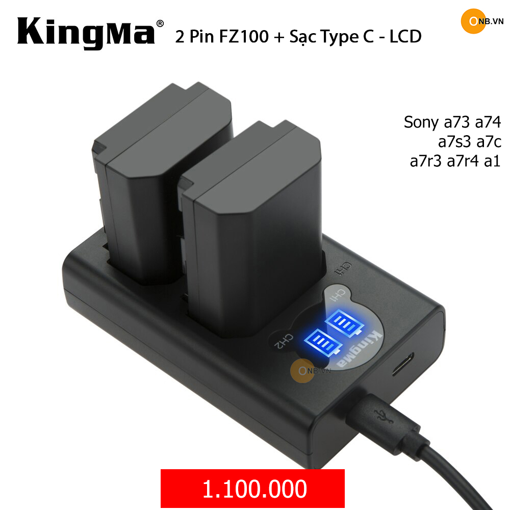 Combo 2 pin kingma fz100 kèm sạc sony alpha a74 a73 a7s3 a7c a7r4