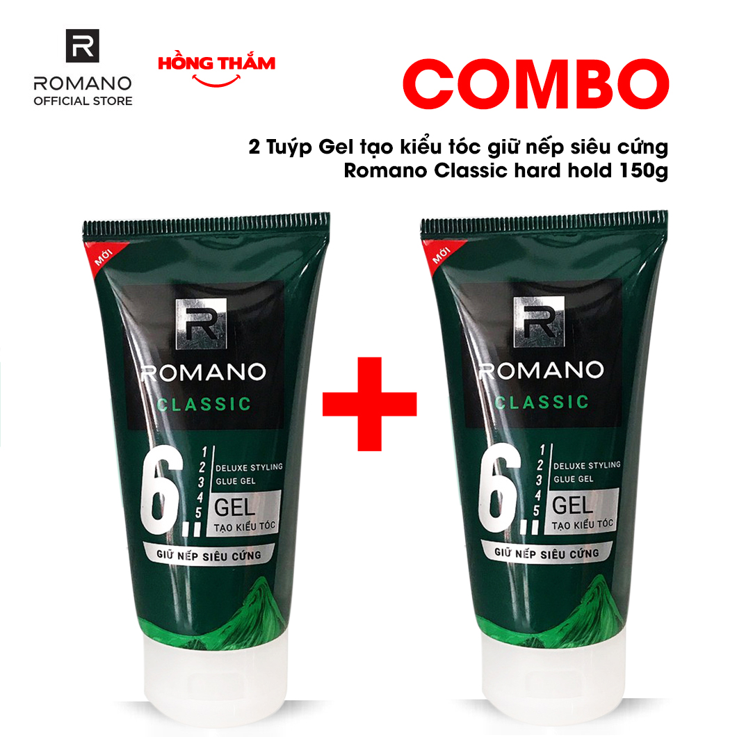 (combo) 2 Gel tạo kiểu tóc giữ nếp siêu cứng Romano Classic hard hold 150g (hongthamshopcom)- GEL14