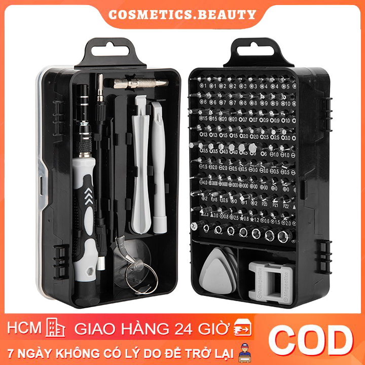 Bộ dụng cụ tua vít và vặn ốc vít đa năng 115 in 1 tay chống trượt đầu vặn hợp kim thép cao cấp